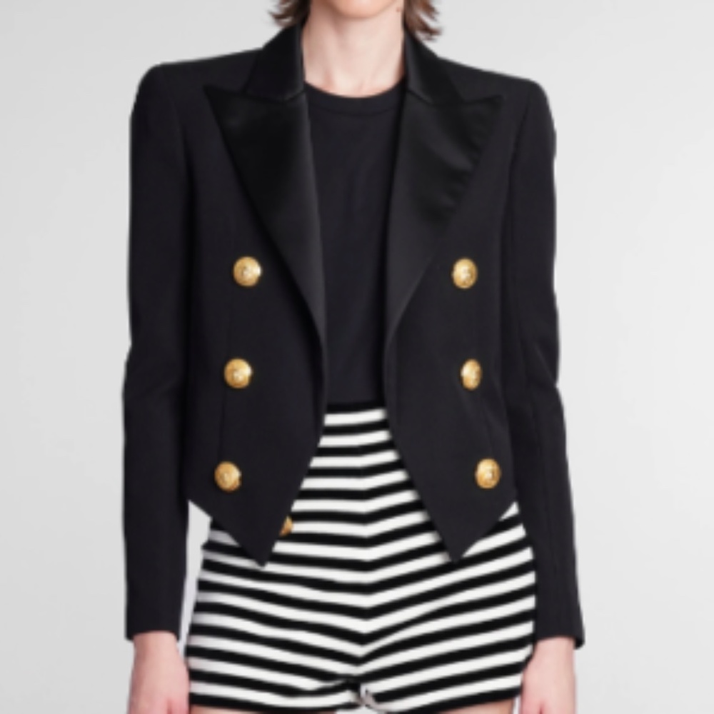 Balmain Open Front Cropped Dinner Jacket FW 2022